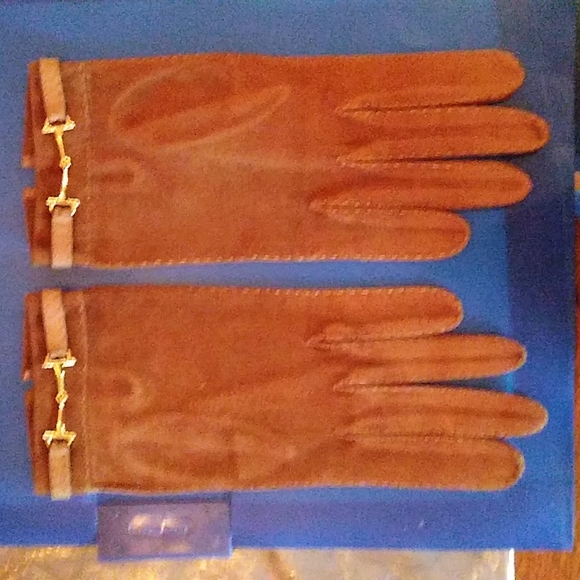 GUCCI TWO TONE SUEDE LEATHER GLOVES NWOT - Picture 9 of 9